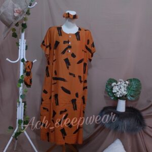 Pajama Daster One Size by Ach Sleepwear Saddle Brown Color